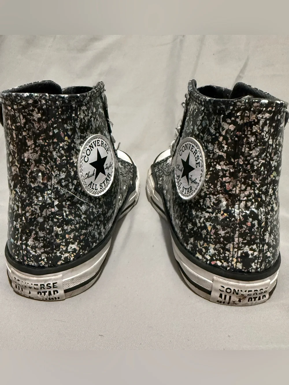 Converse Chuck Taylor All Star Glitter Hi Top Sneakers Black Confetti Youth 2